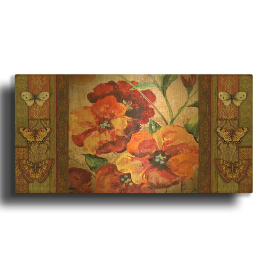 'A Poppy Tapestry' By Jean Plout Gold Metal Wall Art