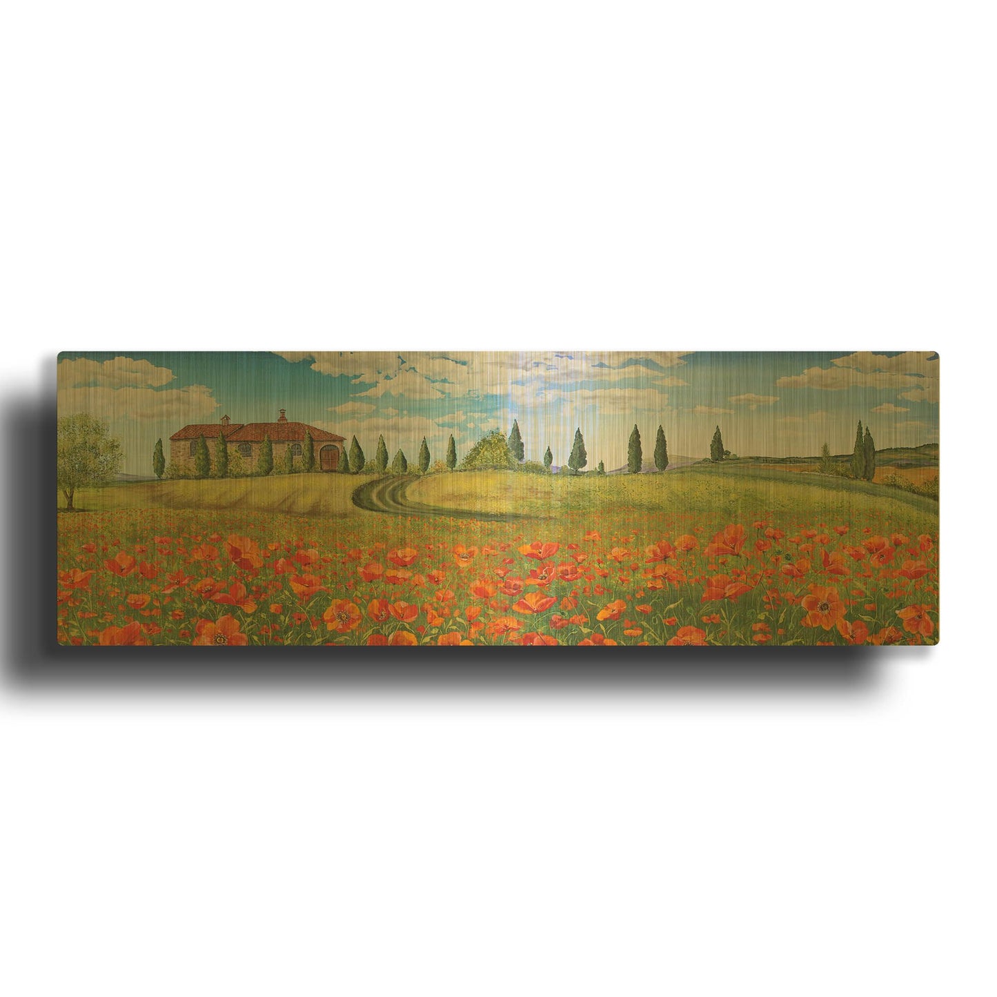 'Tuscan Poppies' By Jean Plout Gold Metal Wall Art