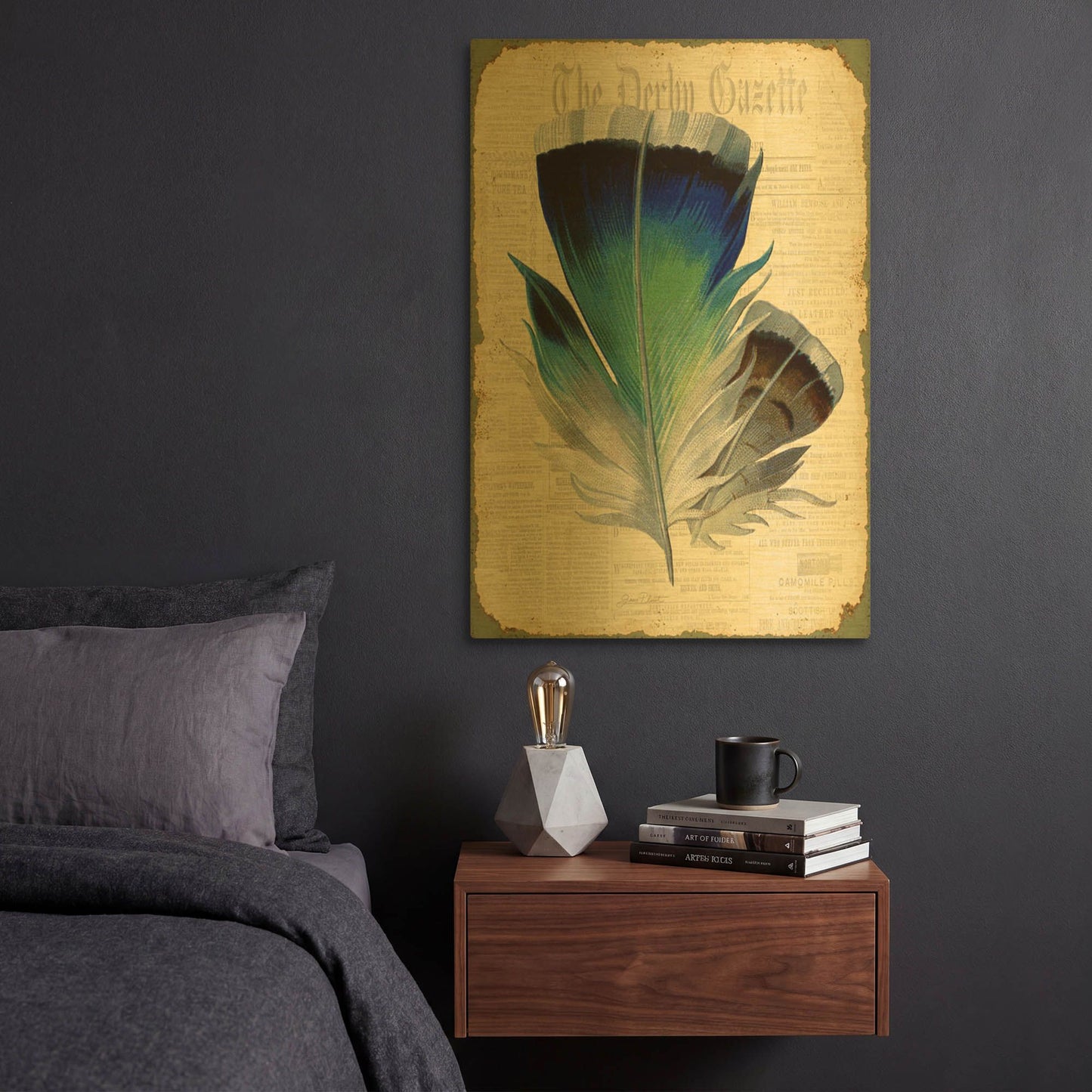 'Elegant Feather A' By Jean Plout Gold Metal Wall Art