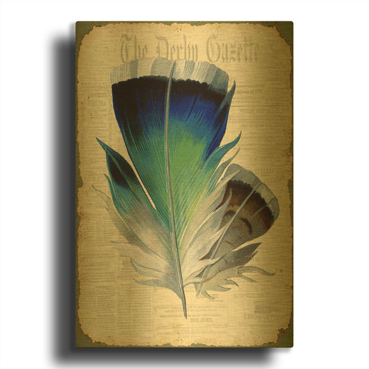 'Elegant Feather A' By Jean Plout Gold Metal Wall Art