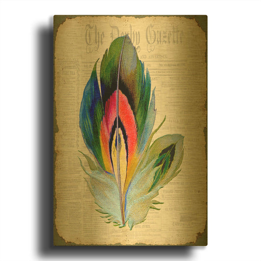 'Elegant Feather B' By Jean Plout Gold Metal Wall Art