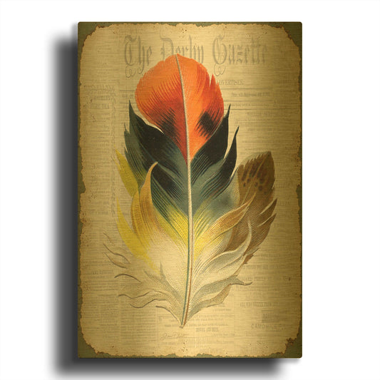 'Elegant Feather C' By Jean Plout Gold Metal Wall Art