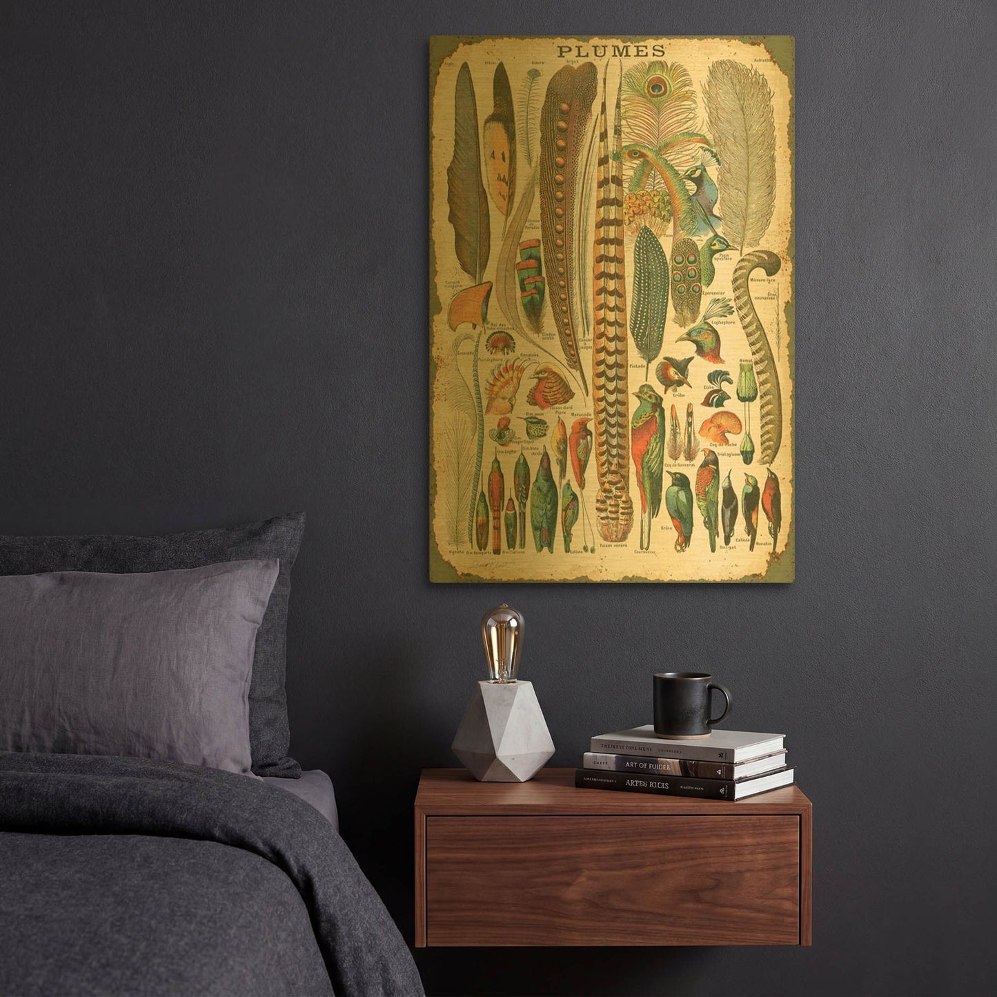 'Feather Plumes A' By Jean Plout Gold Metal Wall Art