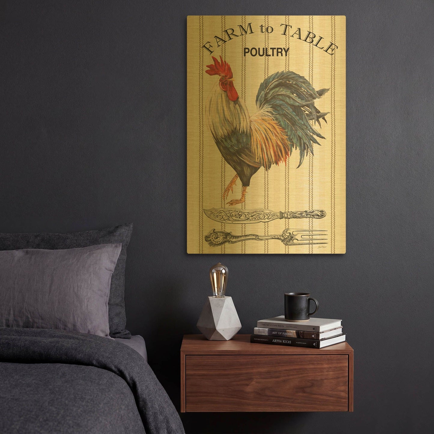 'Farm To Table A' By Jean Plout Gold Metal Wall Art