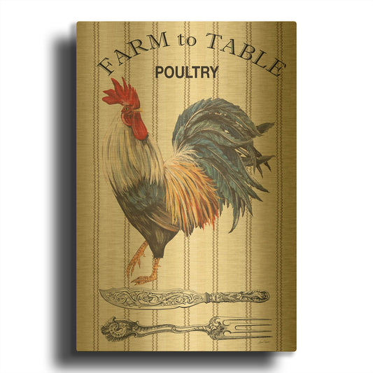 'Farm To Table A' By Jean Plout Gold Metal Wall Art