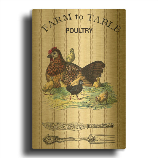 'Farm To Table D' By Jean Plout Gold Metal Wall Art