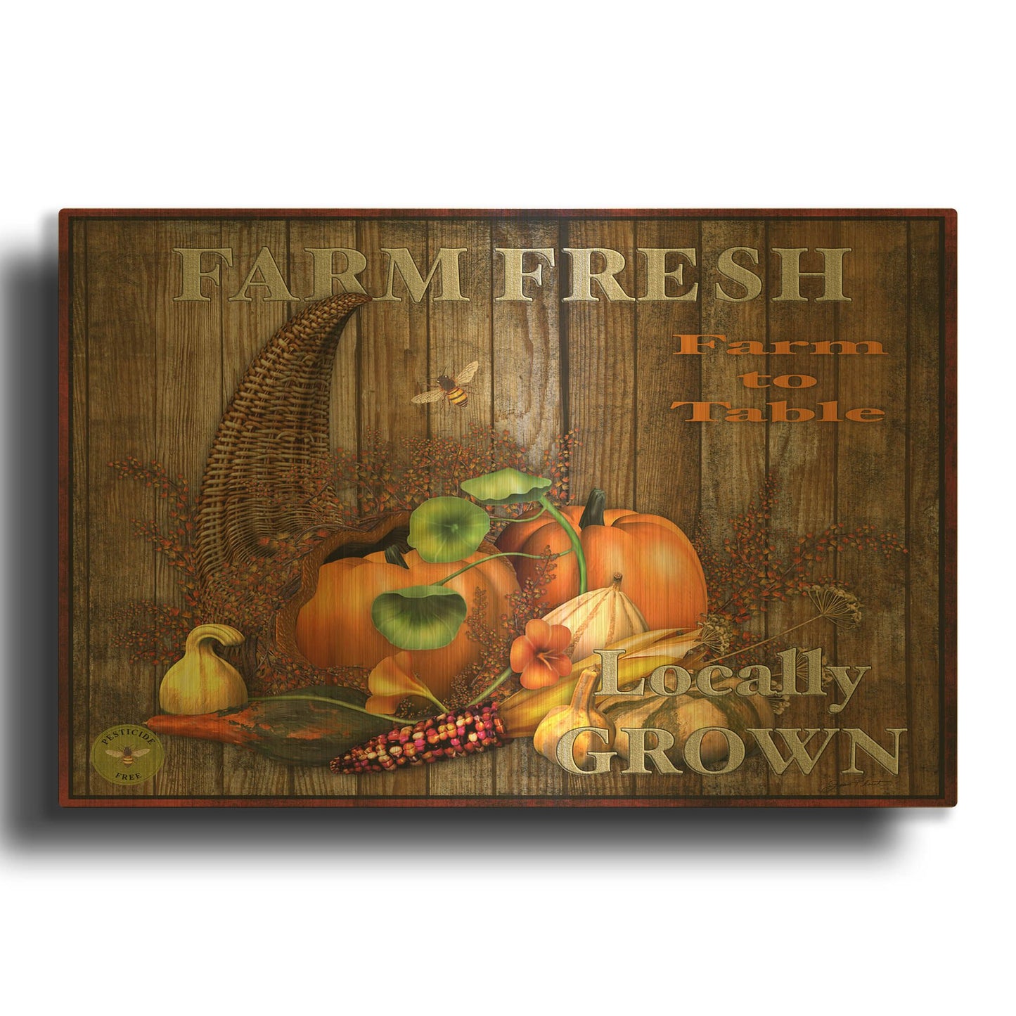 'Farm Fresh IV' By Jean Plout Gold Metal Wall Art