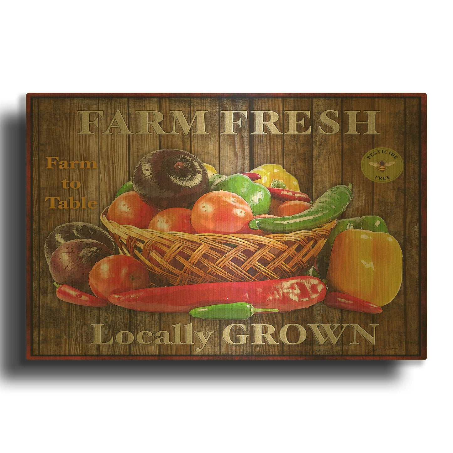 'Farm Fresh V' By Jean Plout Gold Metal Wall Art