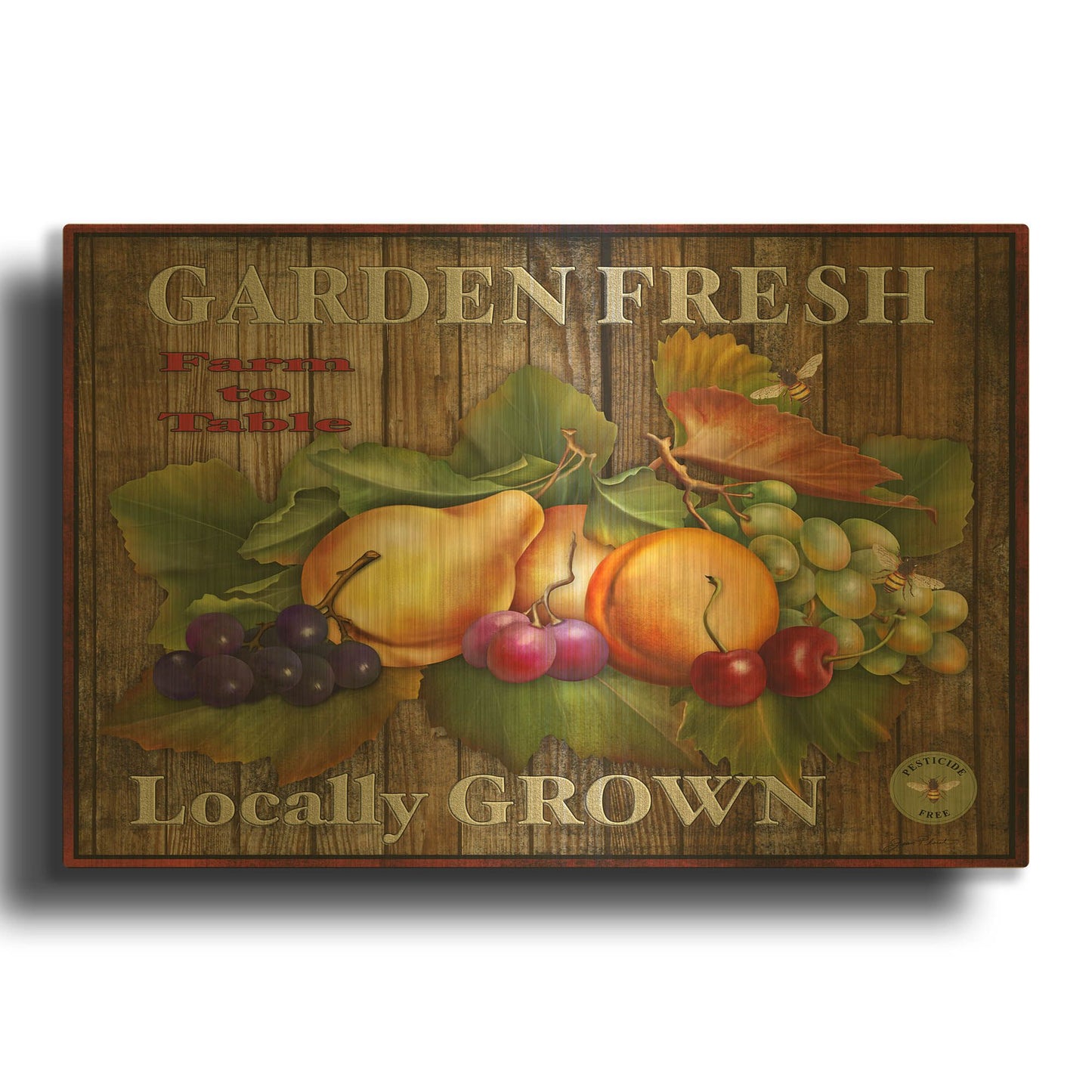 'Farm Fresh VI' By Jean Plout Gold Metal Wall Art