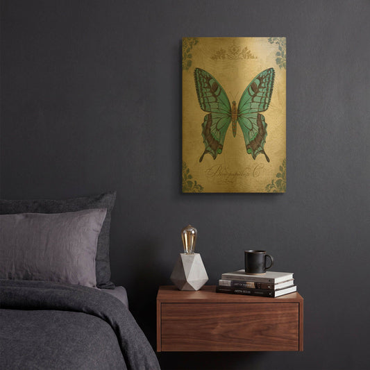 'Bleu Papillon C' By Jean Plout Gold Metal Wall Art