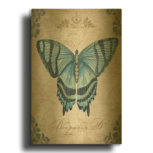 'Bleu Papillon D' By Jean Plout Gold Metal Wall Art