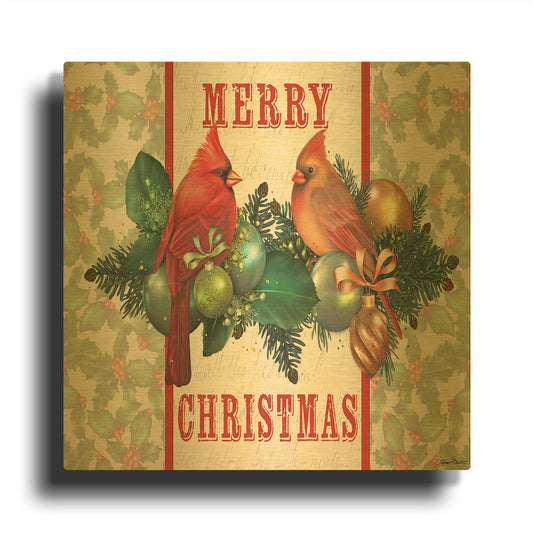 'Holly & Berries' By Jean Plout Gold Metal Wall Art