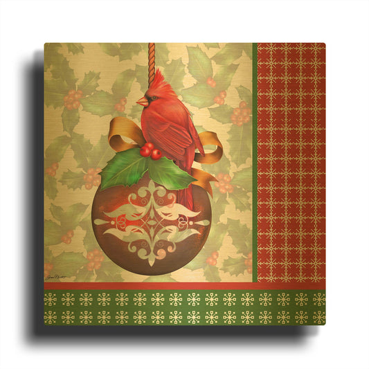 'Holly & Berries B' By Jean Plout Gold Metal Wall Art