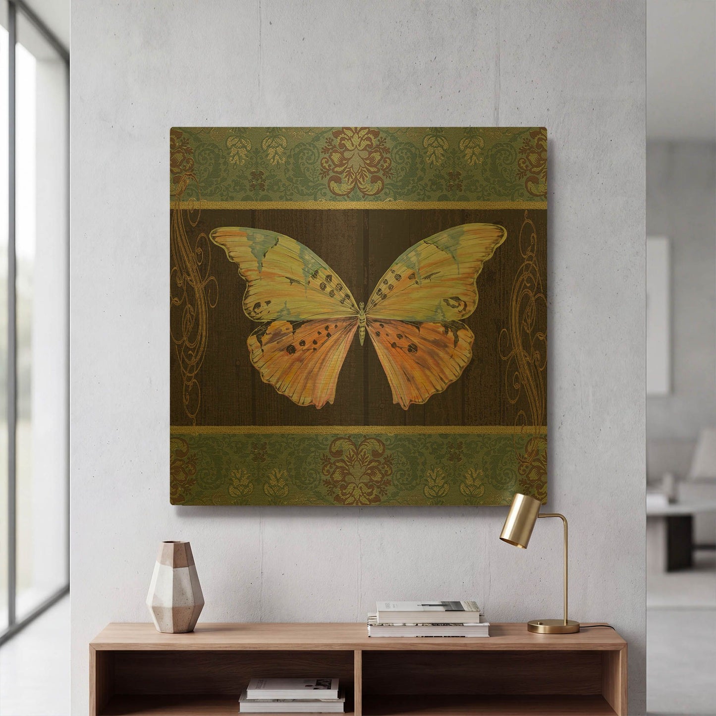 'Butterfly Tapestry' By Jean Plout Gold Metal Wall Art