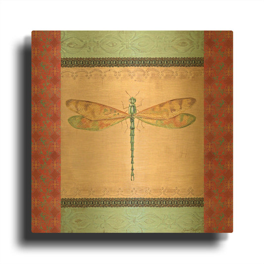 'Green Dragonfly' By Jean Plout Gold Metal Wall Art