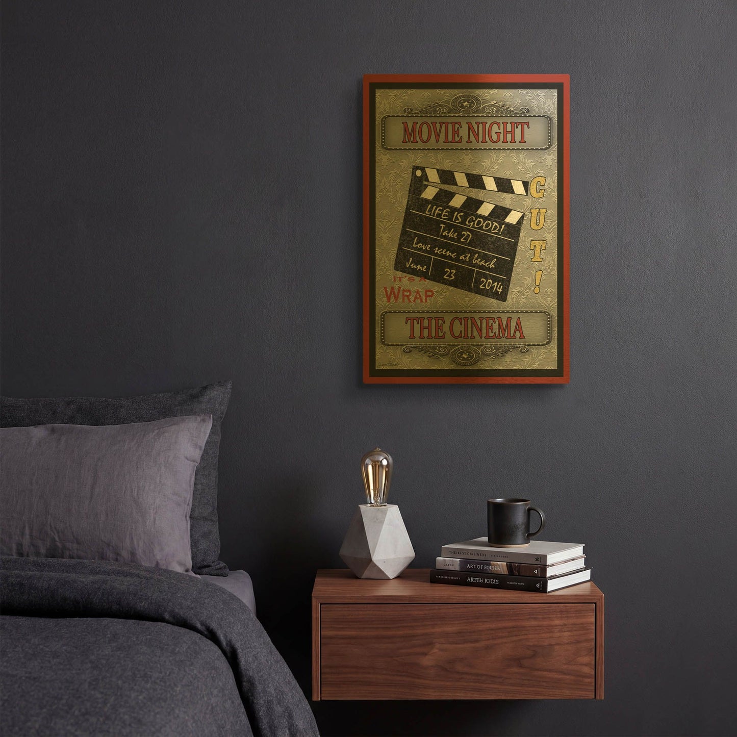 'Movie Night Movie' By Jean Plout Gold Metal Wall Art