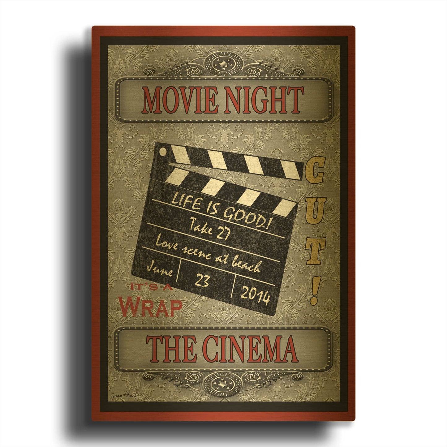 'Movie Night Movie' By Jean Plout Gold Metal Wall Art