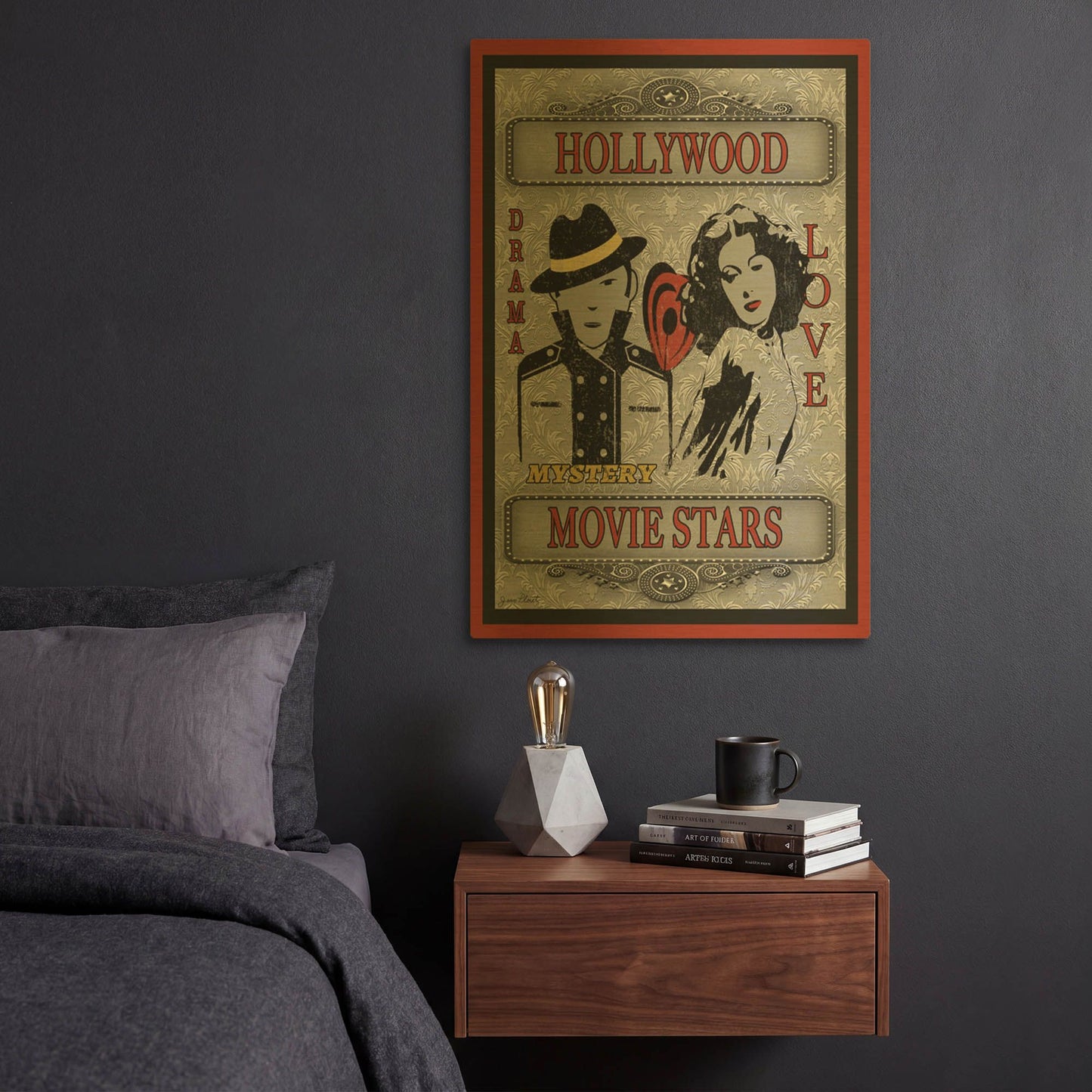 'Movie Stars Movie' By Jean Plout Gold Metal Wall Art