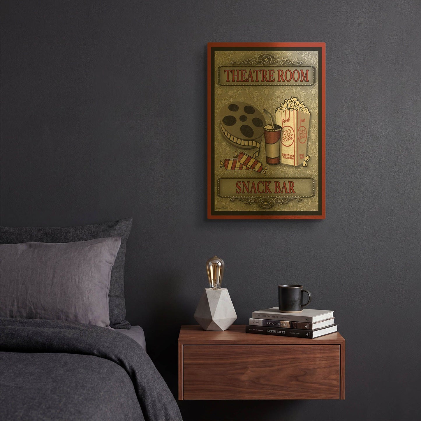 'Snack Bar Movie' By Jean Plout Gold Metal Wall Art