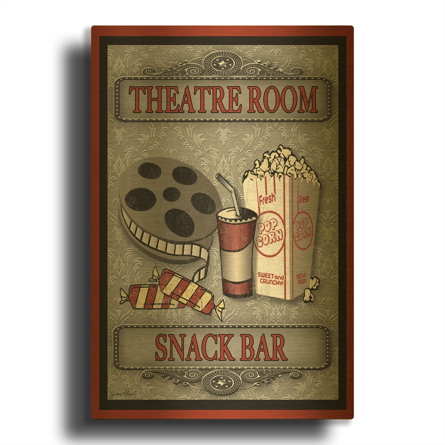 'Snack Bar Movie' By Jean Plout Gold Metal Wall Art
