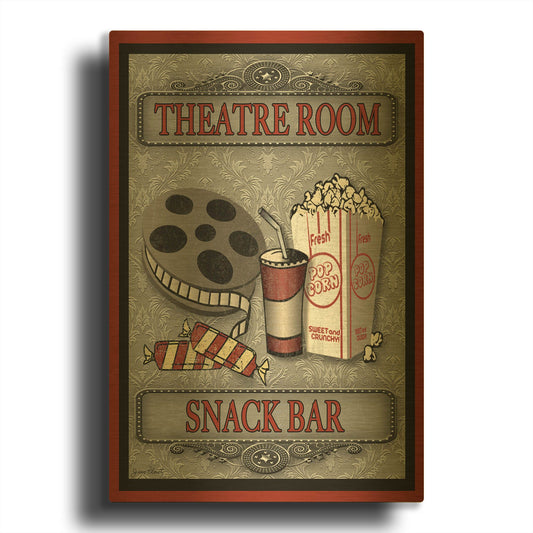 'Snack Bar Movie' By Jean Plout Gold Metal Wall Art