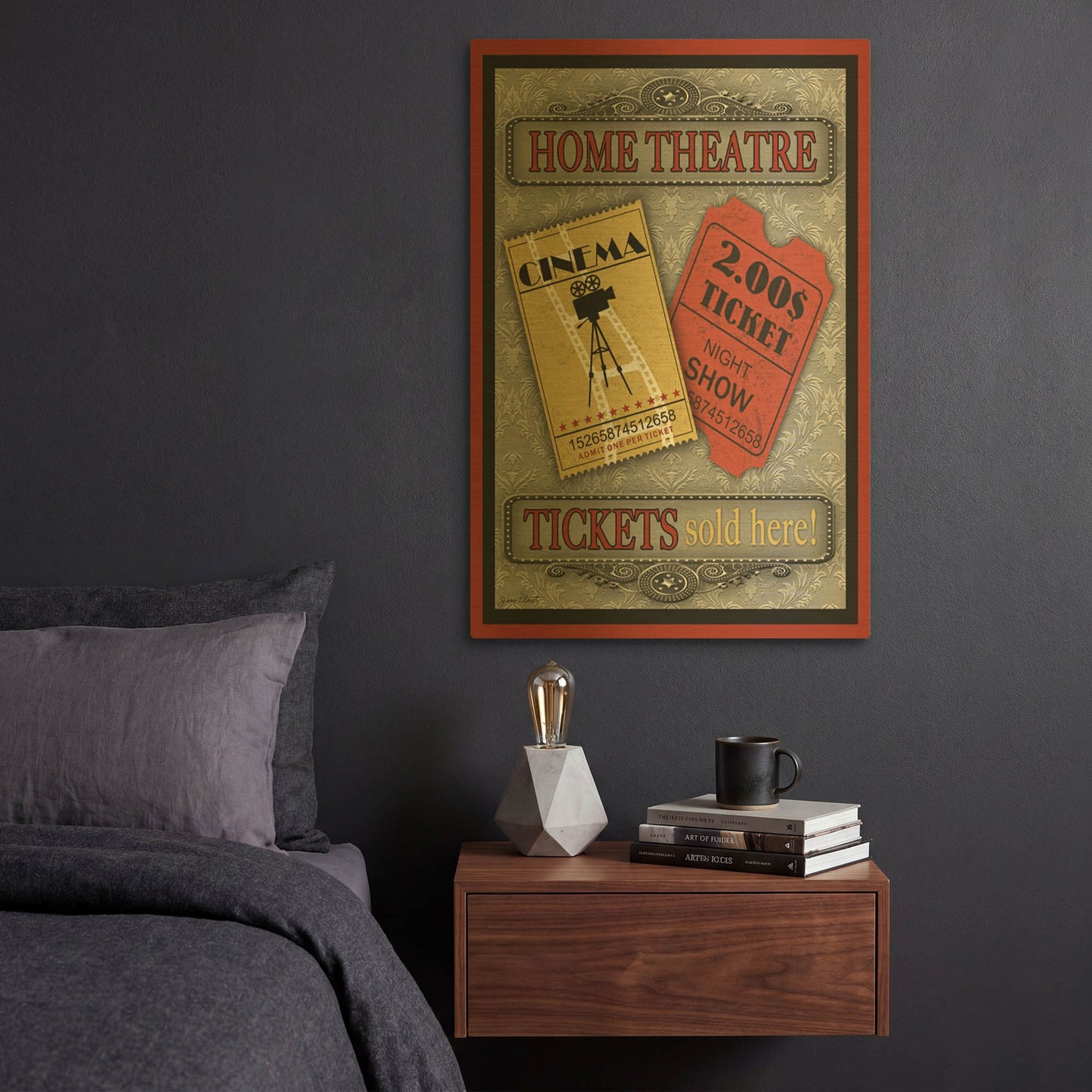 'Tickets Movie' By Jean Plout Gold Metal Wall Art
