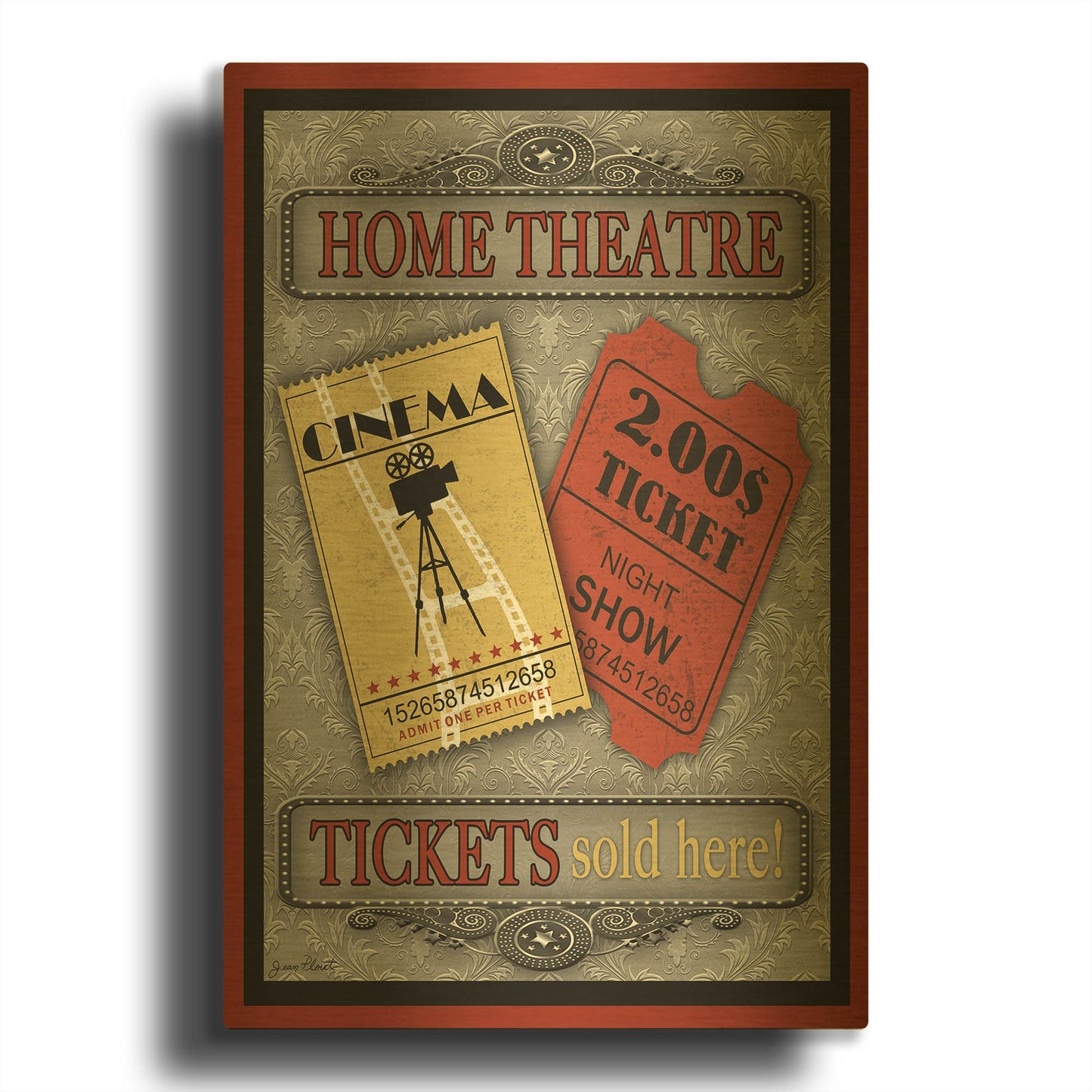 'Tickets Movie' By Jean Plout Gold Metal Wall Art