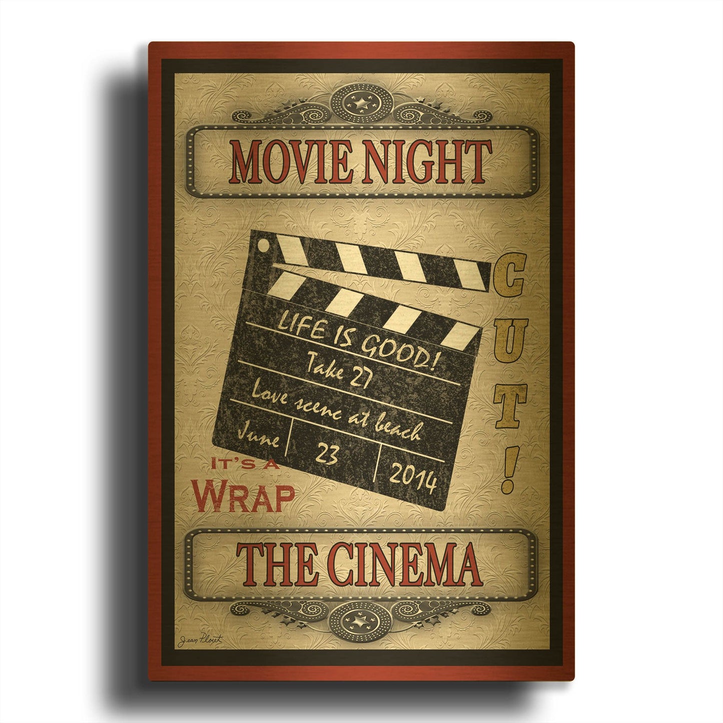 'Movie Night Light Movie' By Jean Plout Gold Metal Wall Art