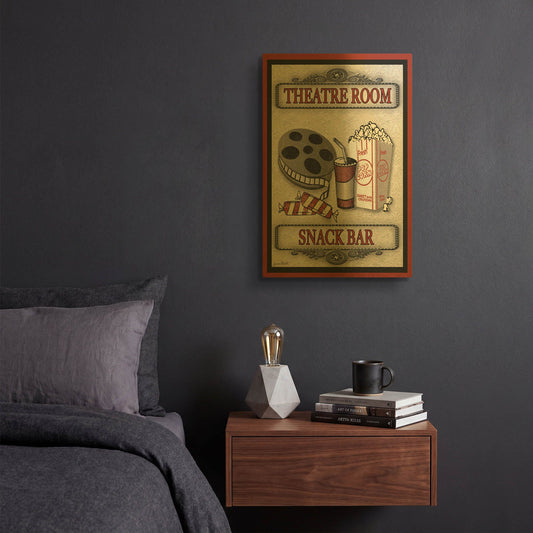 'Snack Bar Movie Light' By Jean Plout Gold Metal Wall Art