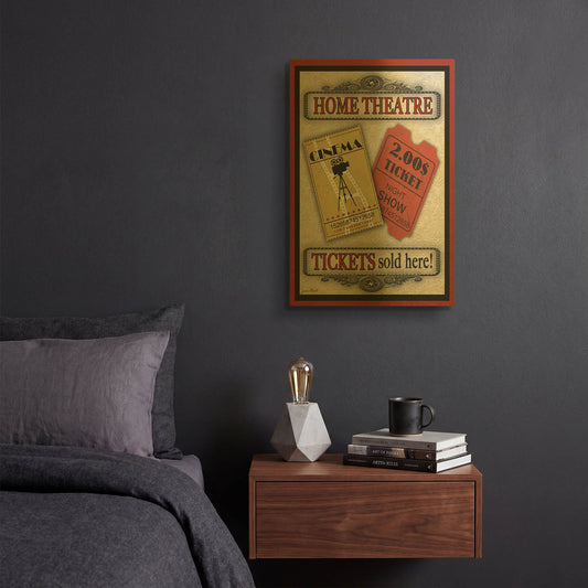 'Tickets Light Movie' By Jean Plout Gold Metal Wall Art