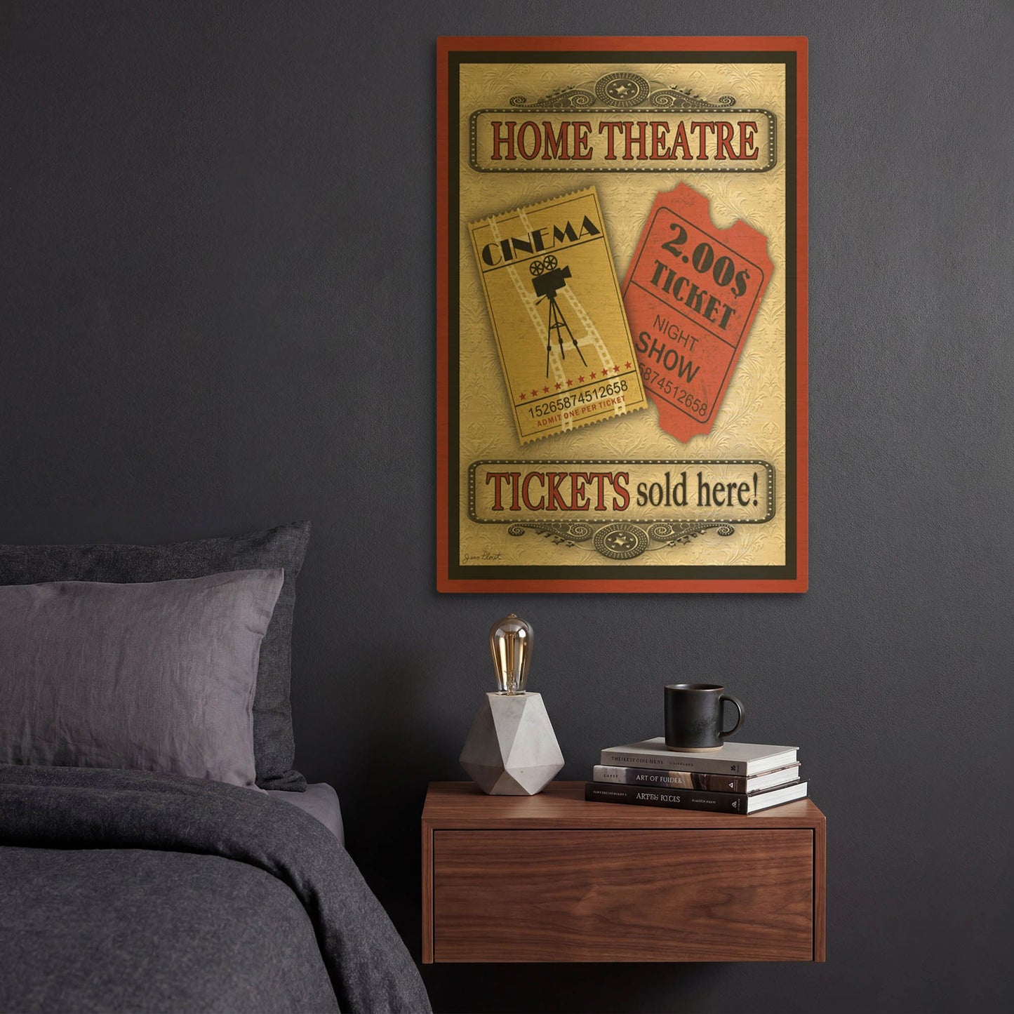 'Tickets Light Movie' By Jean Plout Gold Metal Wall Art