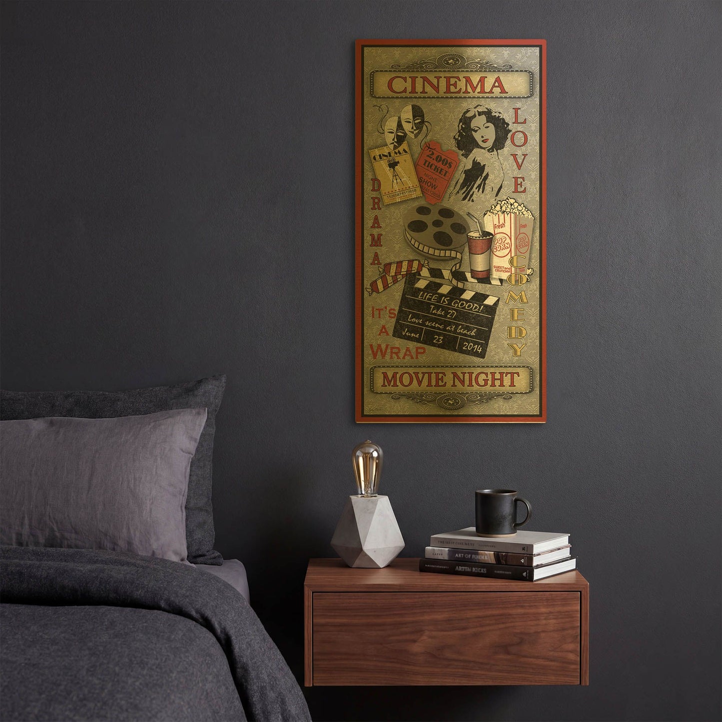 'Cinema 1' By Jean Plout Gold Metal Wall Art