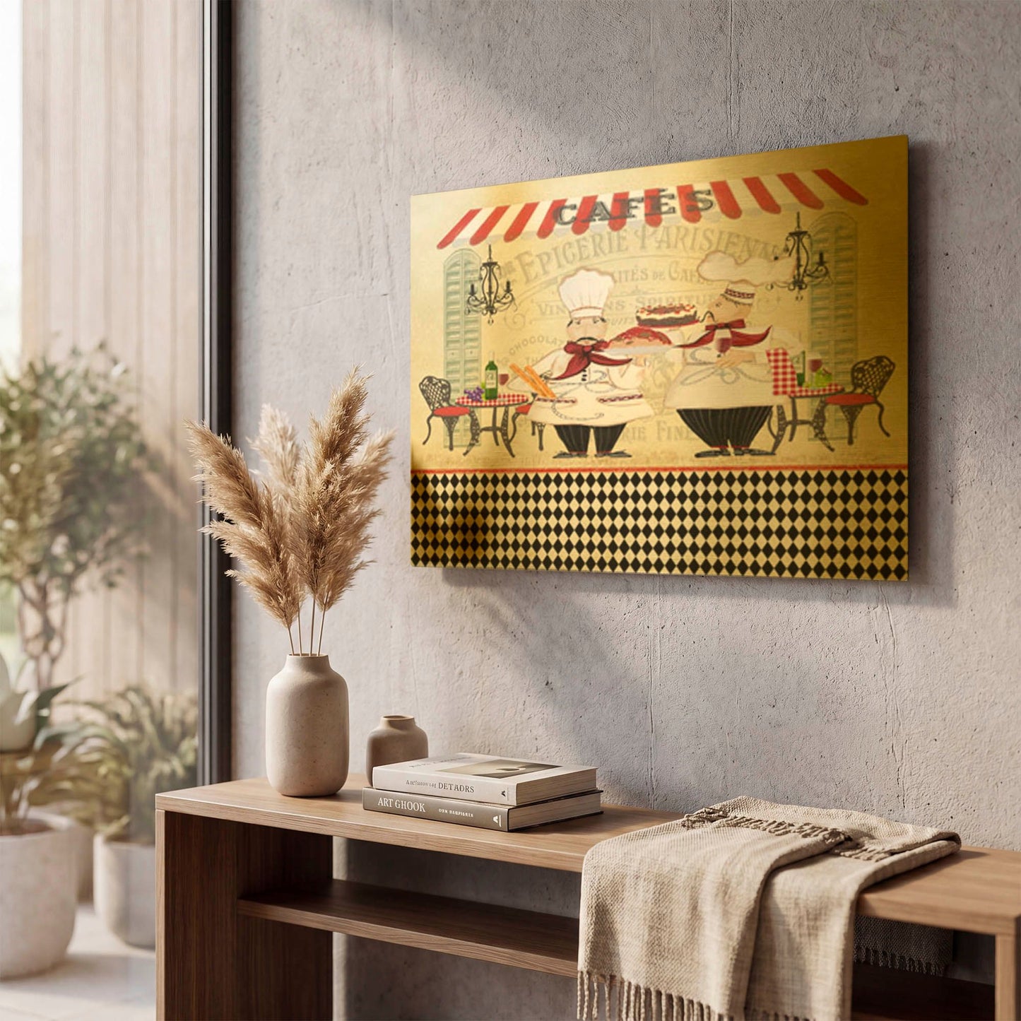 'French Cafe Chefs A' By Jean Plout Gold Metal Wall Art