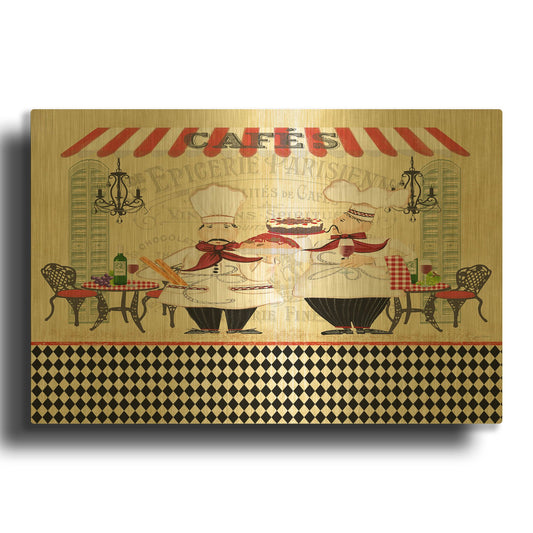 'French Cafe Chefs A' By Jean Plout Gold Metal Wall Art