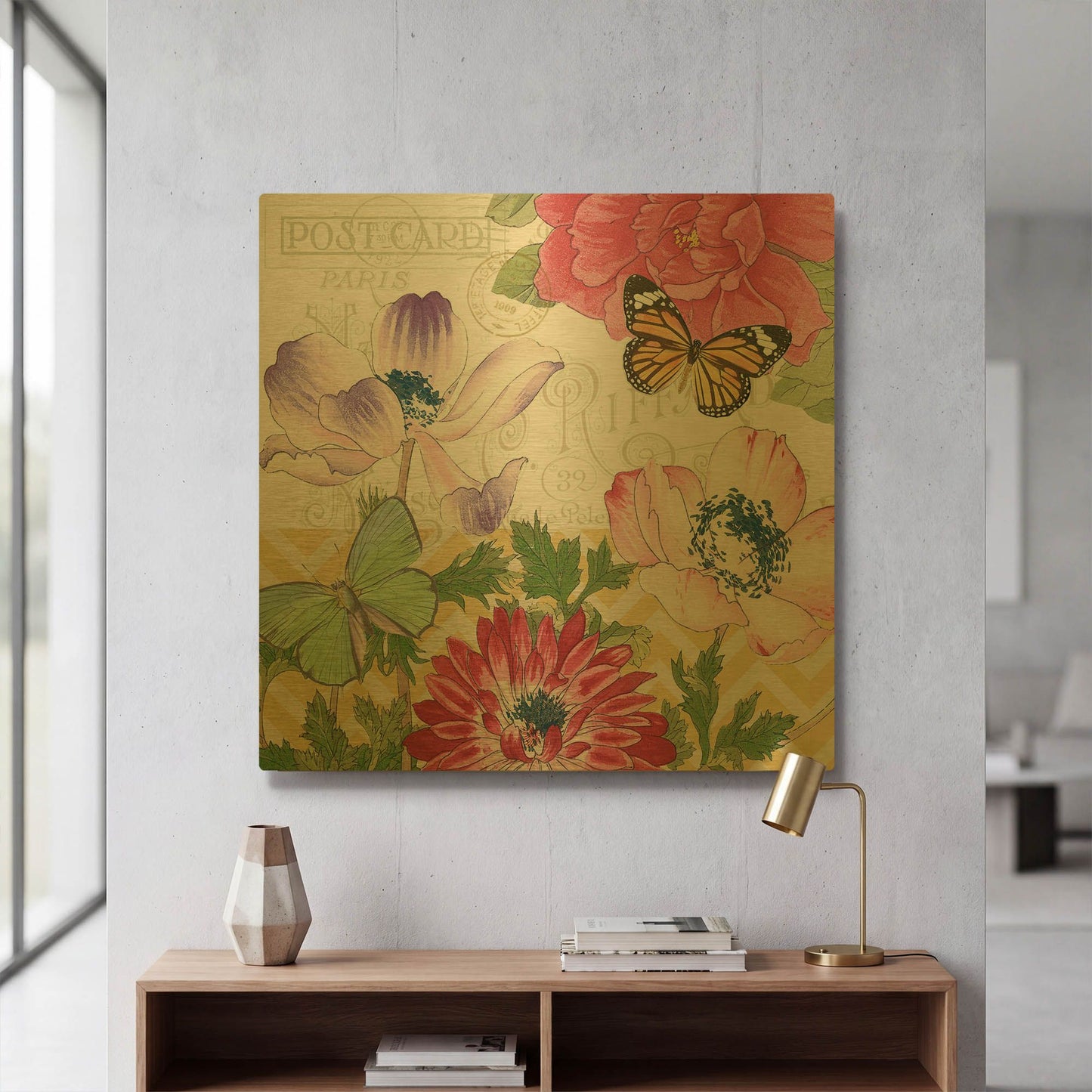 'Summer Postcard A' By Jean Plout Gold Metal Wall Art