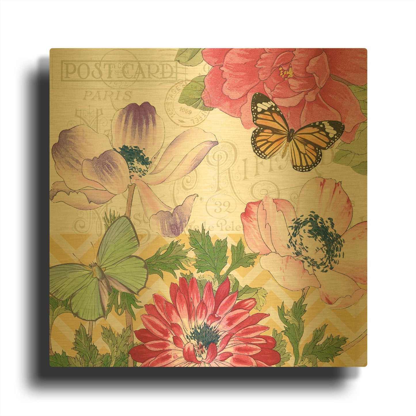 'Summer Postcard A' By Jean Plout Gold Metal Wall Art