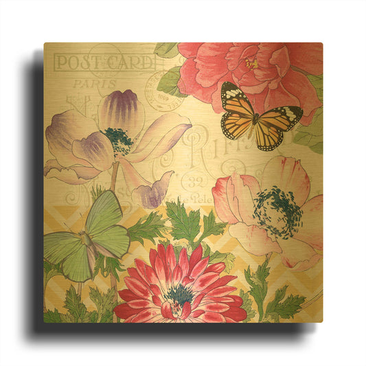'Summer Postcard A' By Jean Plout Gold Metal Wall Art
