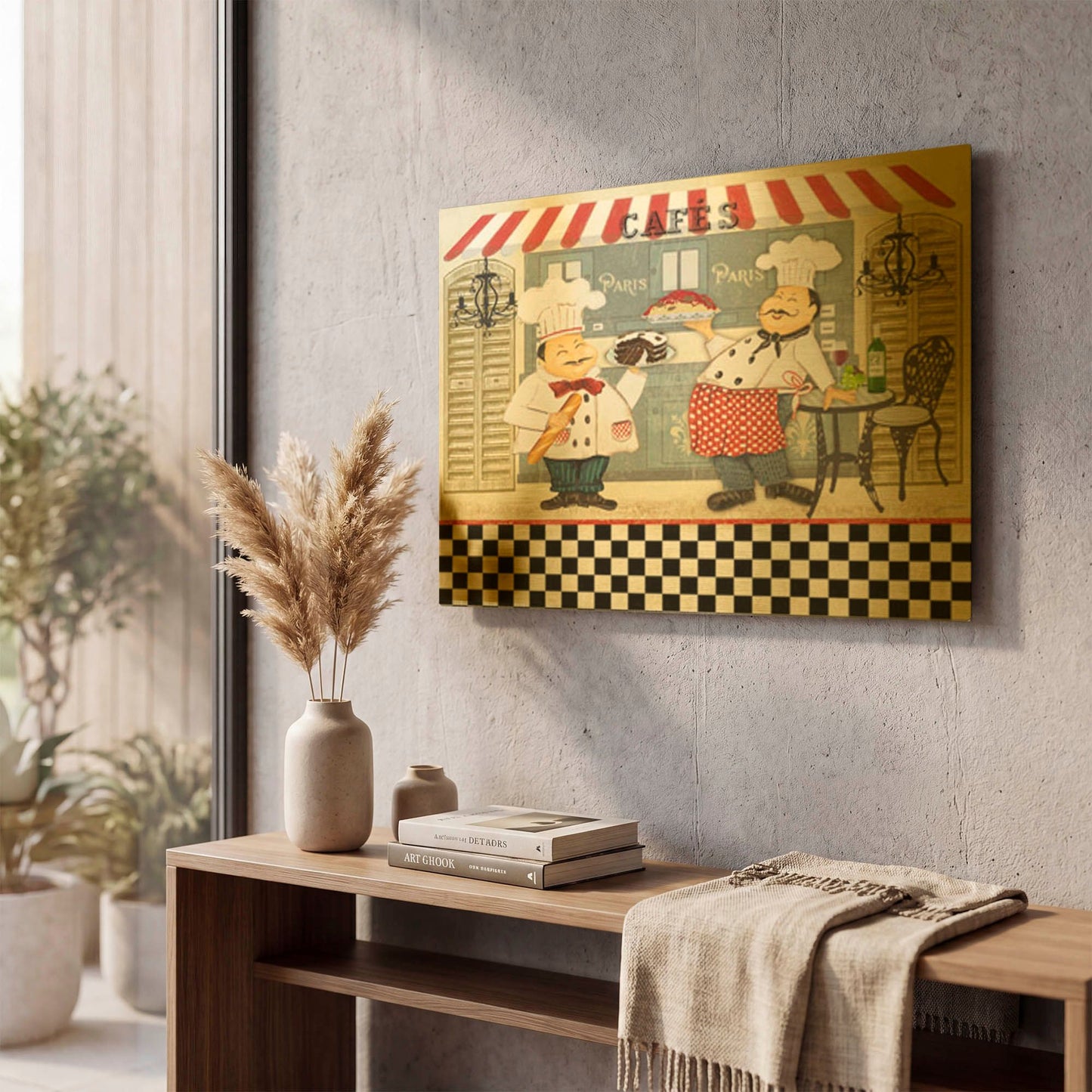 'French Cafe Chefs' By Jean Plout Gold Metal Wall Art