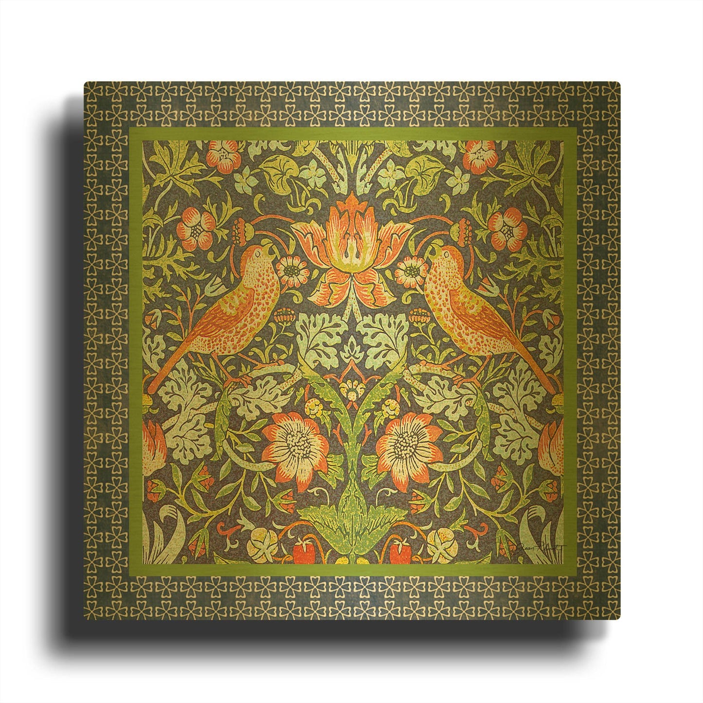 'Vintage Birds' By Jean Plout Gold Metal Wall Art