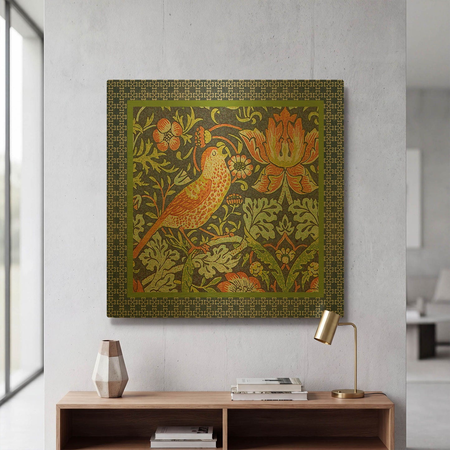 'Vintage Birds I' By Jean Plout Gold Metal Wall Art