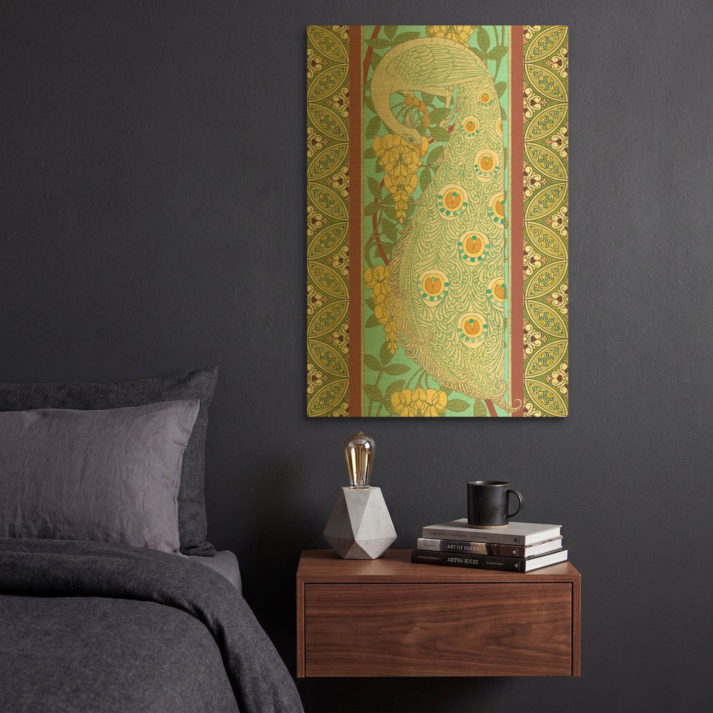 'Peacock A' By Jean Plout Gold Metal Wall Art