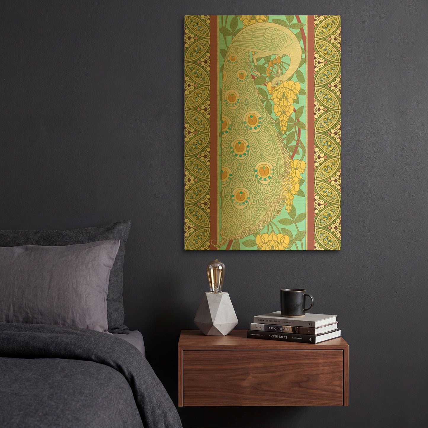 'Peacock B' By Jean Plout Gold Metal Wall Art