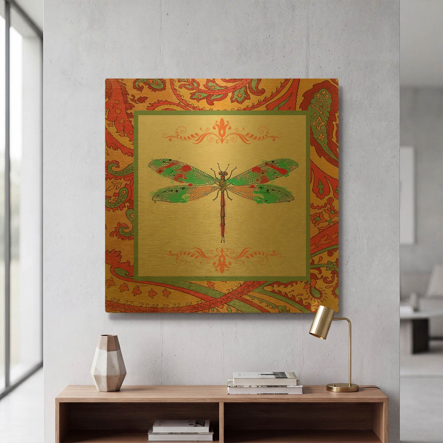 'Paisley Madness A' By Jean Plout Gold Metal Wall Art