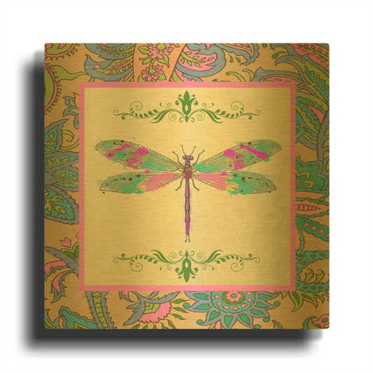 'Paisley Madness B' By Jean Plout Gold Metal Wall Art