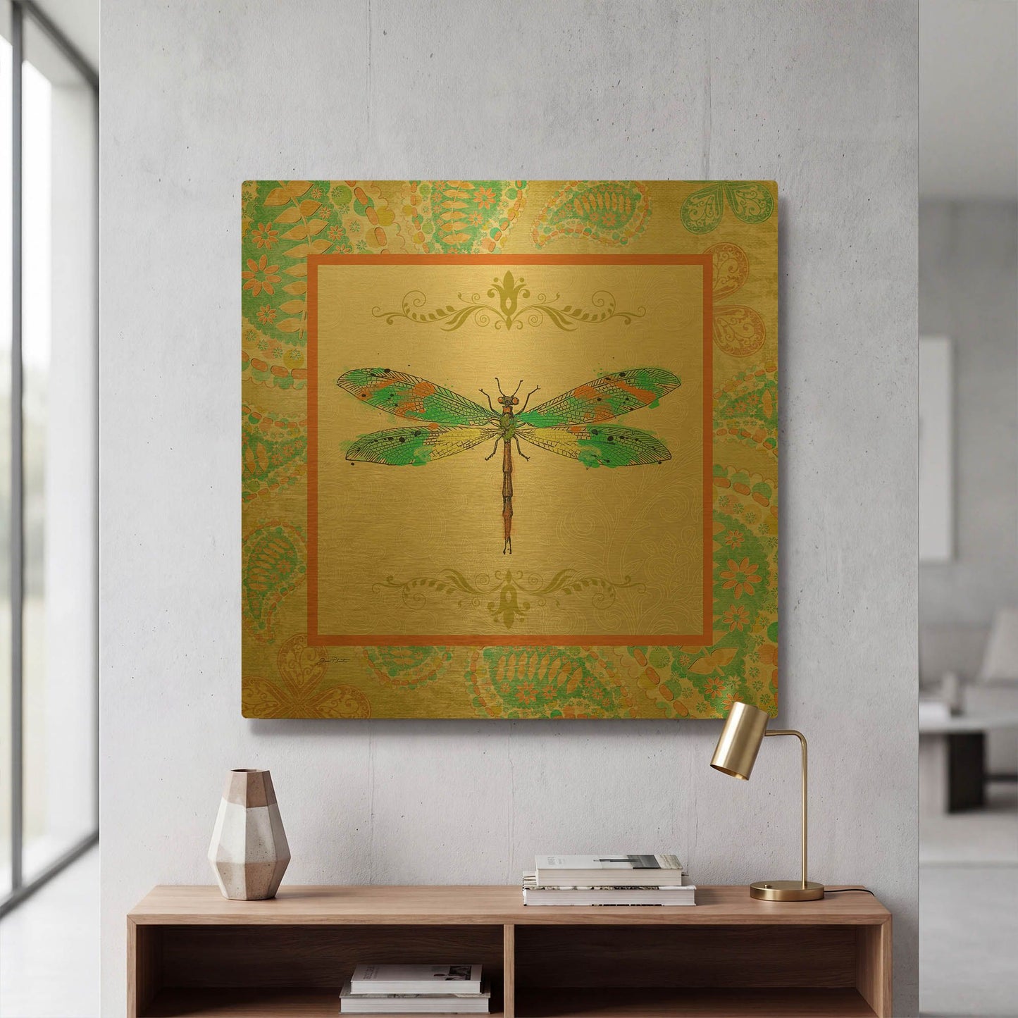 'Paisley Madness C' By Jean Plout Gold Metal Wall Art