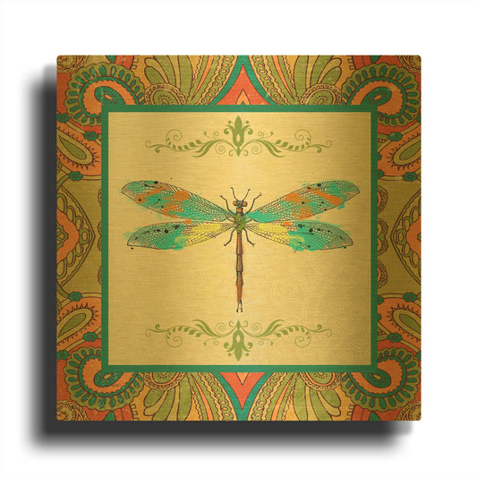 'Paisley Madness D' By Jean Plout Gold Metal Wall Art