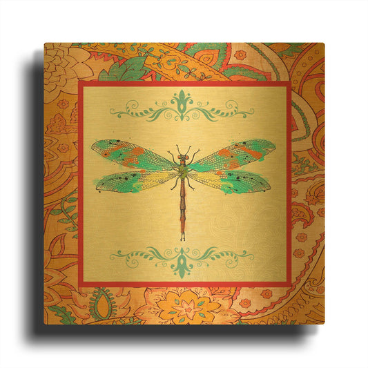 'Paisley Madness E' By Jean Plout Gold Metal Wall Art