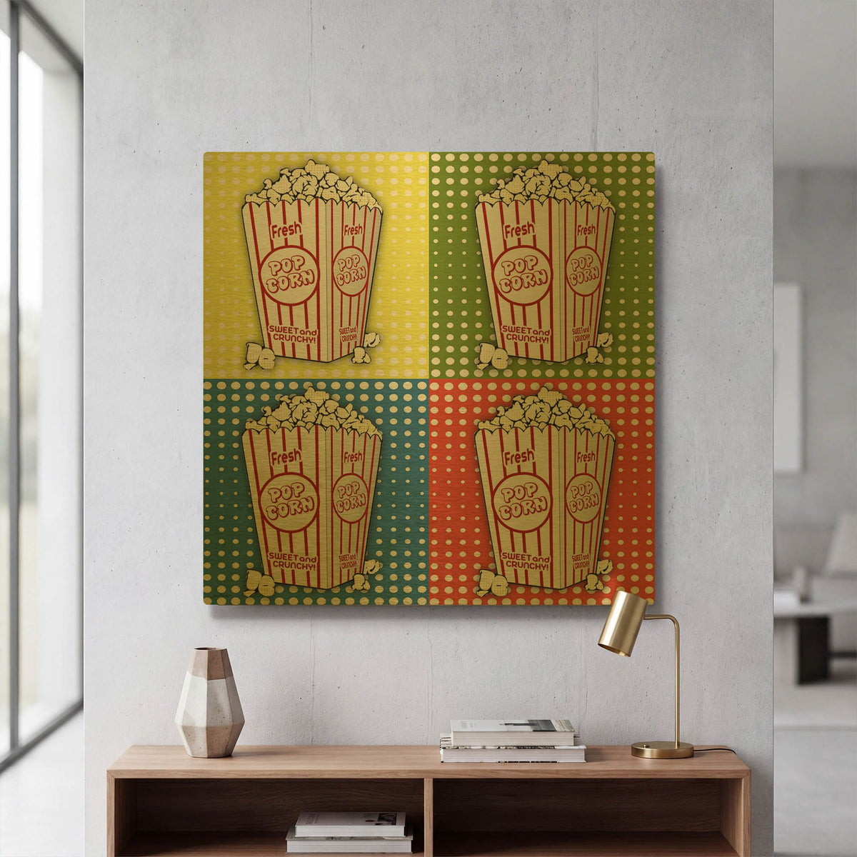 'Popcorn Pop Art 1' By Jean Plout Gold Metal Wall Art