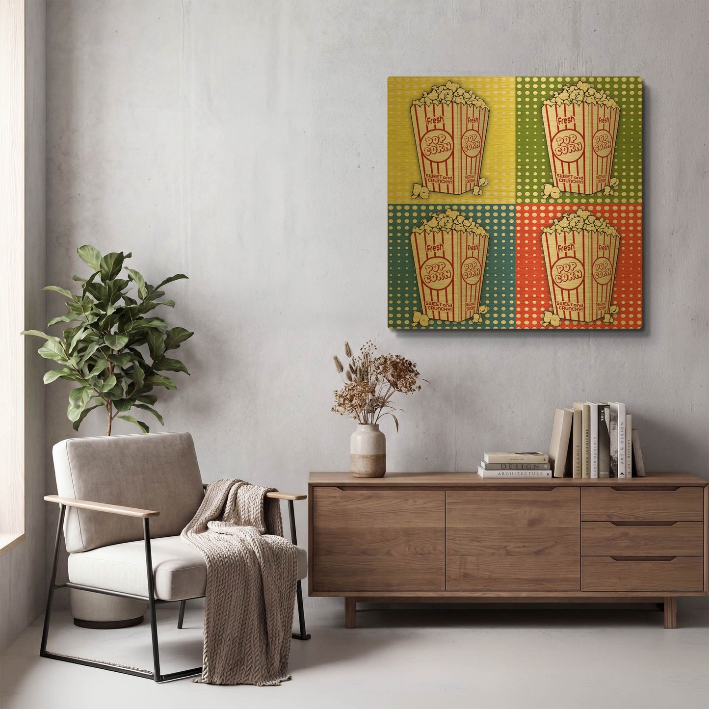 'Popcorn Pop Art 1' By Jean Plout Gold Metal Wall Art