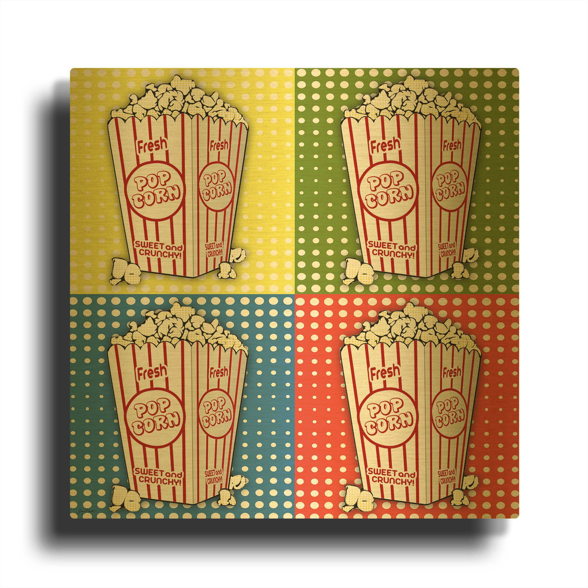 'Popcorn Pop Art 1' By Jean Plout Gold Metal Wall Art